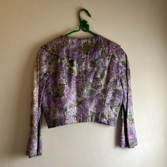 VINTAGE cropped jacket lavender and green size small - Picture 2 of 2